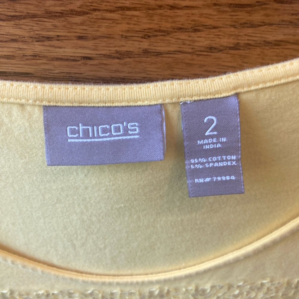 Chico’s Yellow Sequin T-shirt - Picture 2 of 6